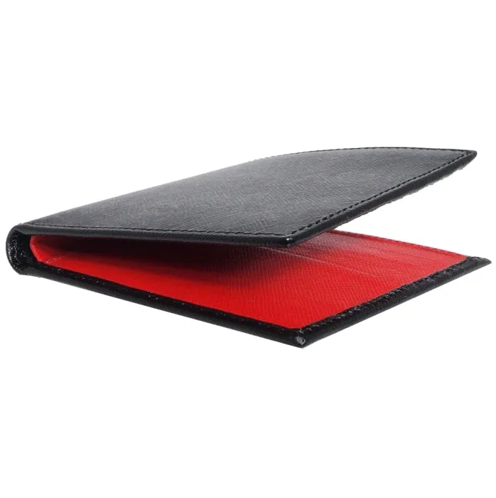 8 Credit Cards Bi-Color Saffiano Billfold Black-Red