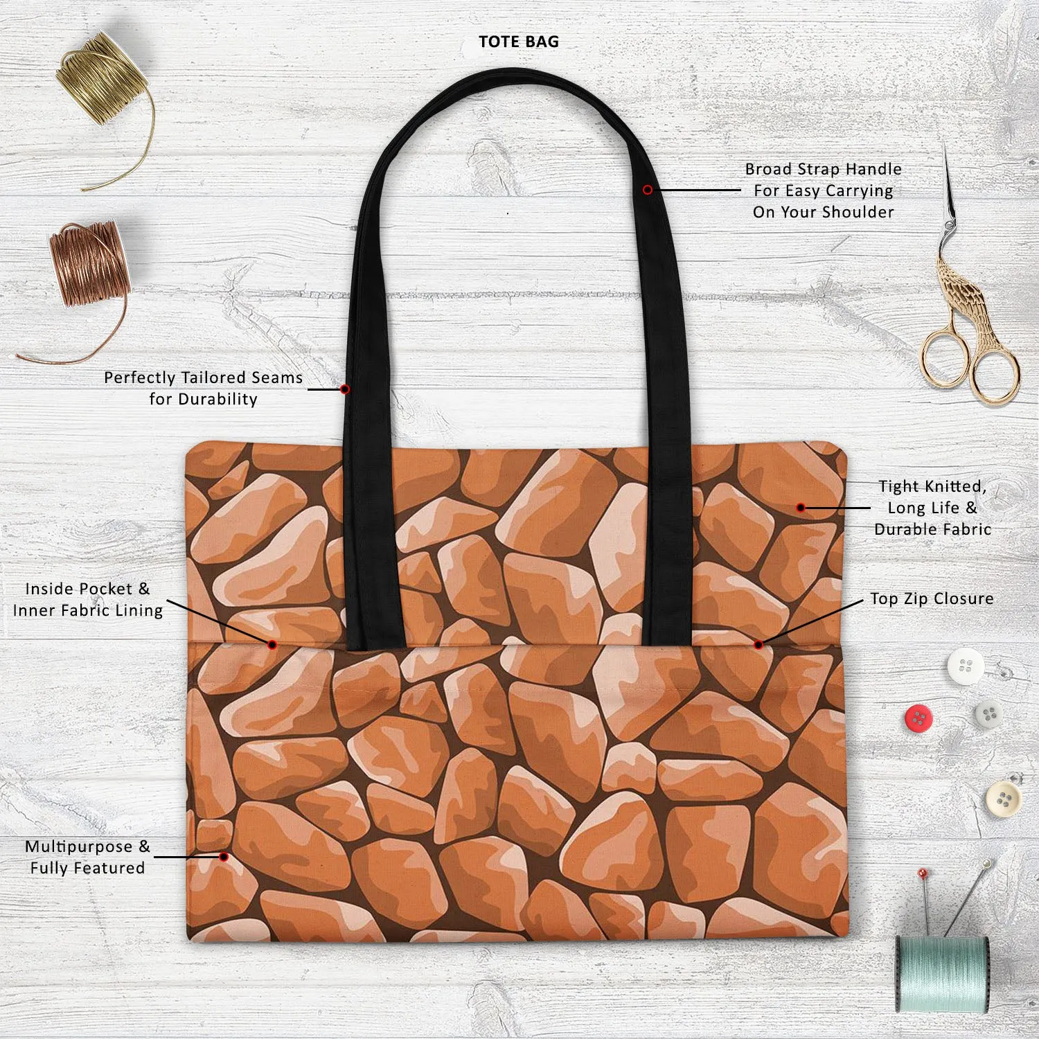 Abstract Décor Tote Bag Shoulder Purse | Multipurpose