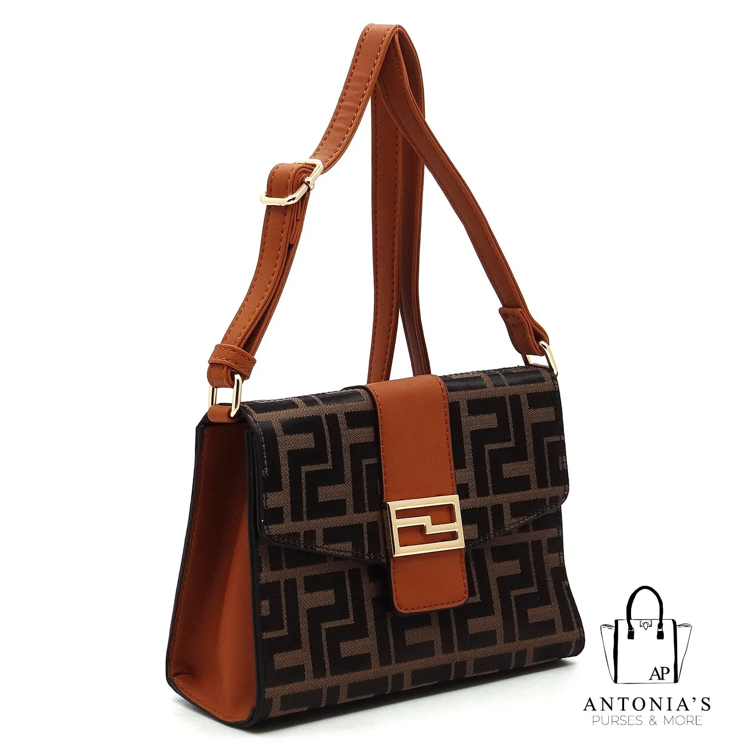 Alyssa F Monogram 3-in-1 Shopper- Coffee & Black