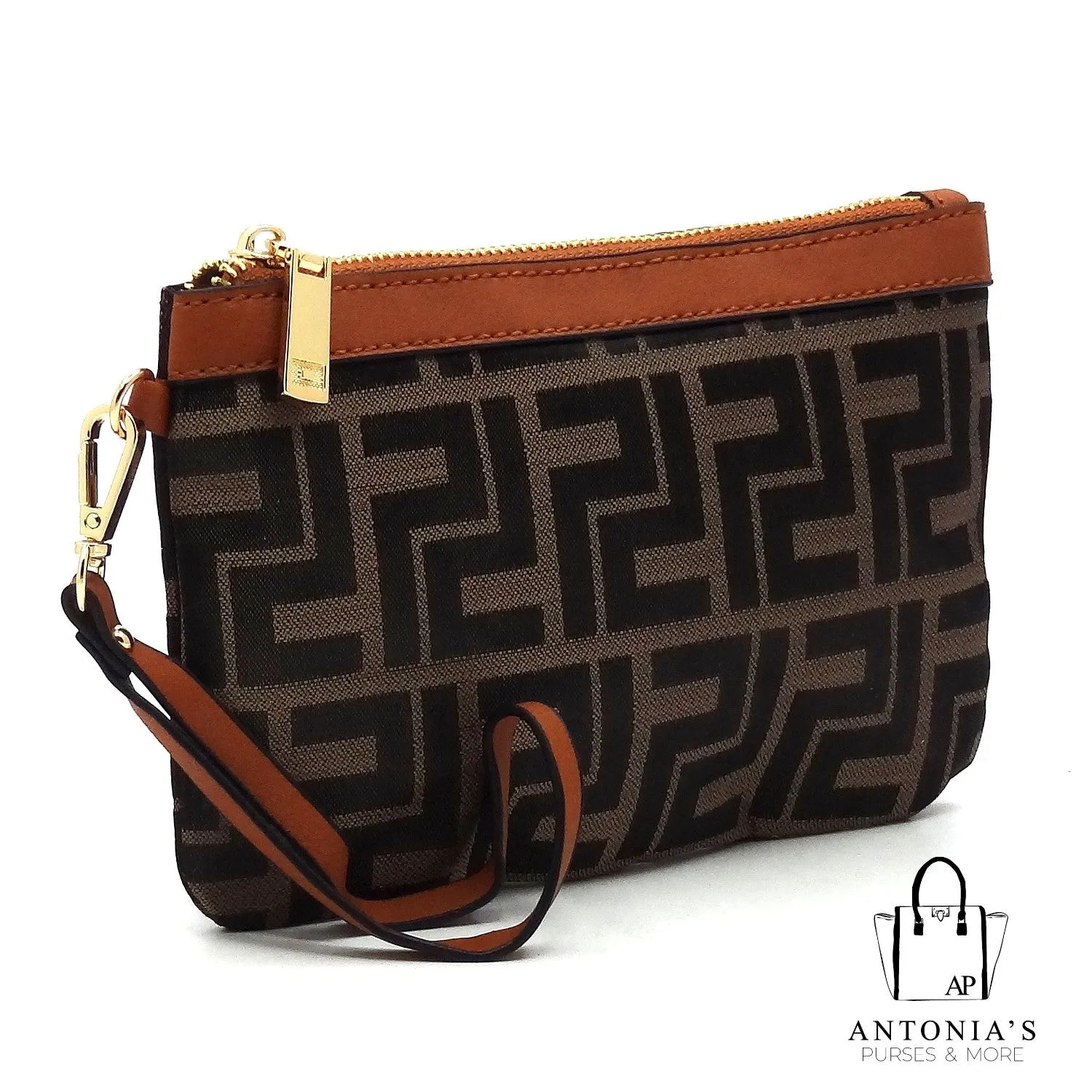 Alyssa F Monogram 3-in-1 Shopper- Coffee & Black