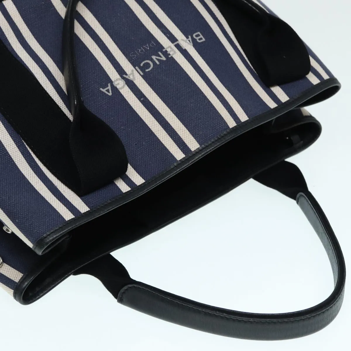 Balenciaga Navy Cabas Blue Canvas Handbag (Pre-Owned)