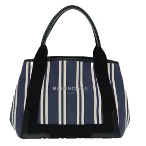 Balenciaga Navy Cabas Blue Canvas Handbag (Pre-Owned)