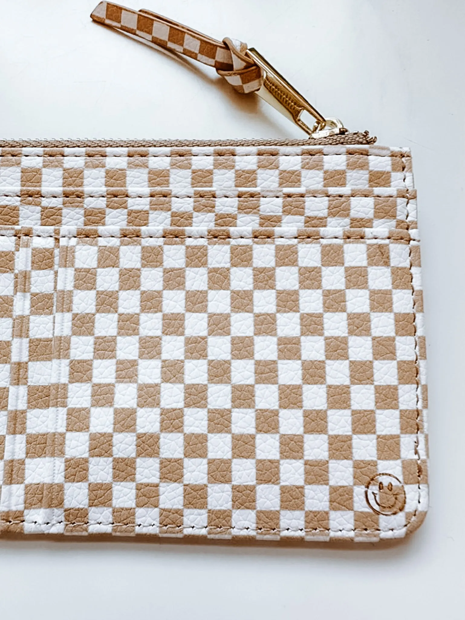 Beige Checkered Snap Wallet (RFID)