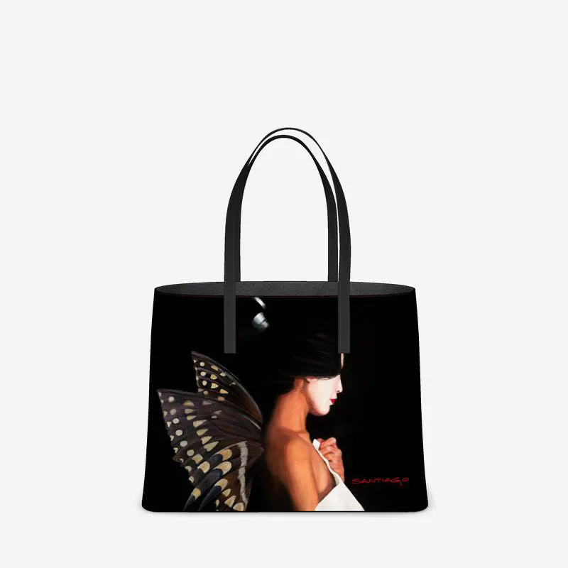 Butterfly Woman Leather Tote