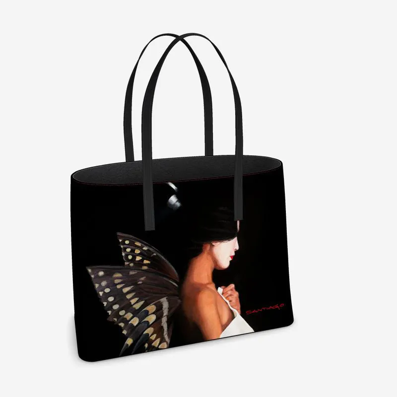 Butterfly Woman Leather Tote