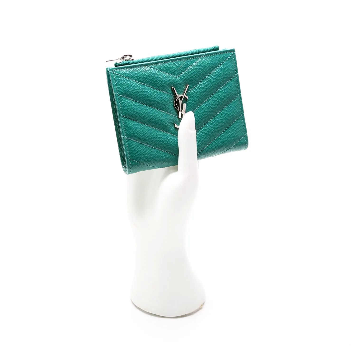 Cassandre Bi-Fold Wallet Grain De Poudre Green