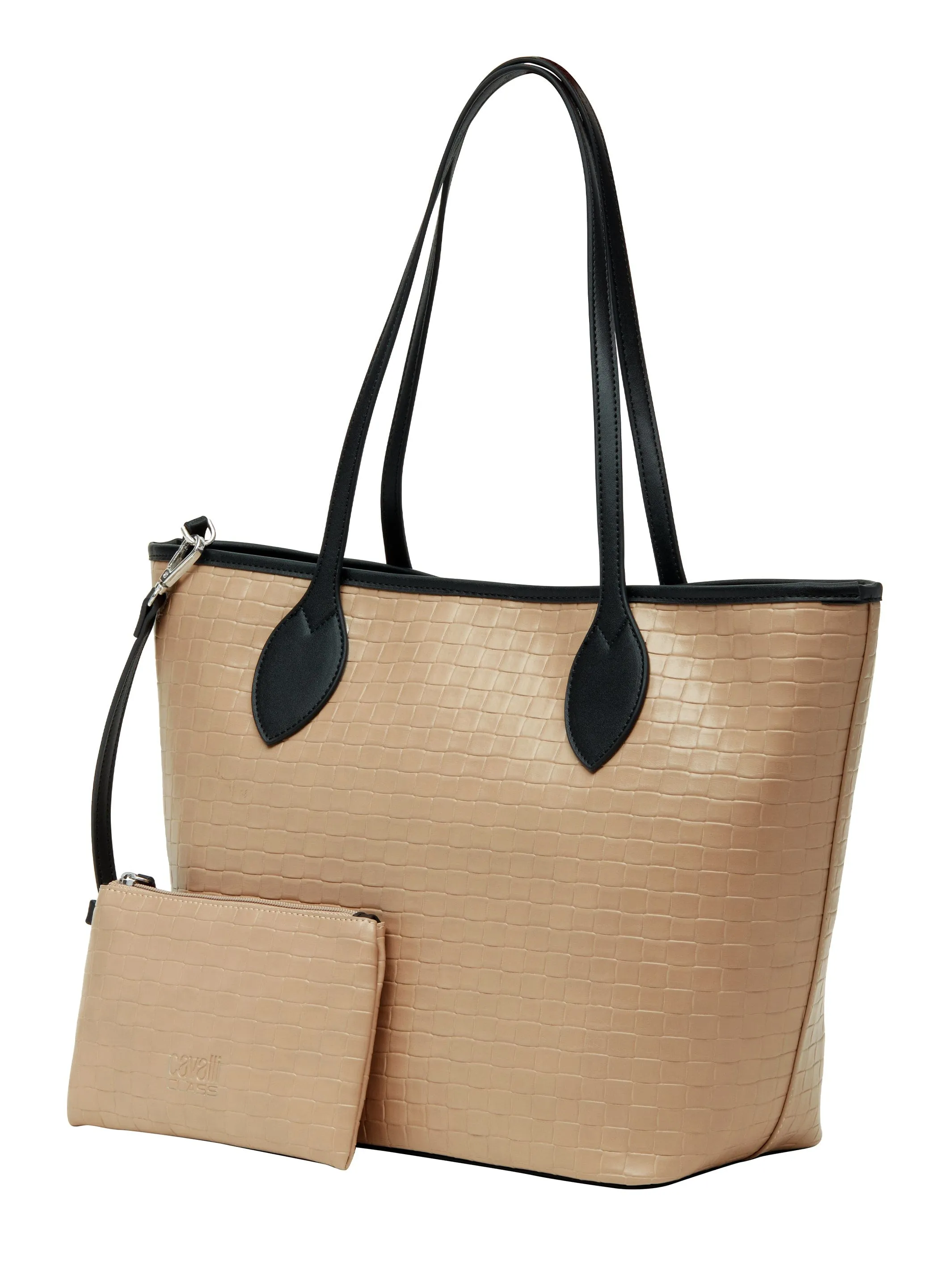 Cavalli Class Beige Everyday Soft Large Shopper Tote Bag