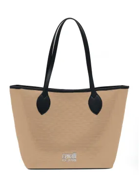 Cavalli Class Beige Everyday Soft Large Shopper Tote Bag