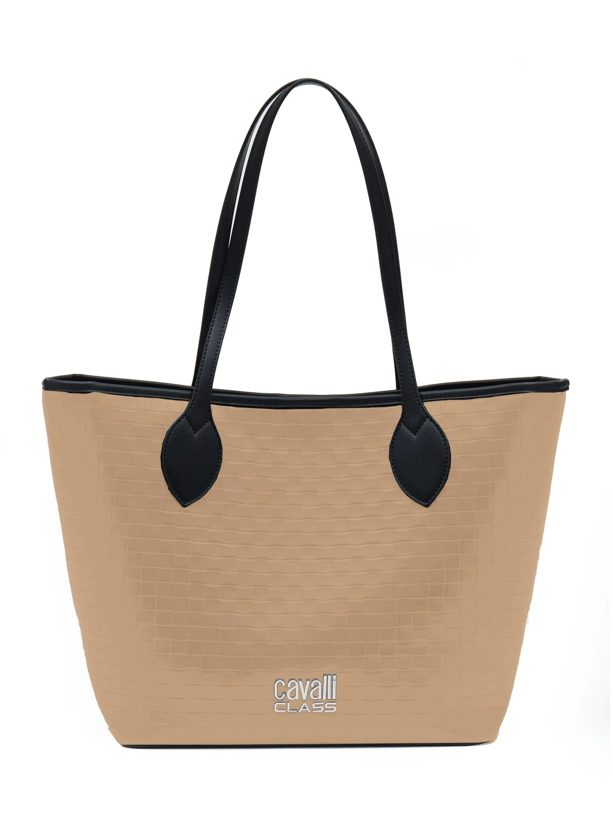 Cavalli Class Beige Everyday Soft Large Shopper Tote Bag