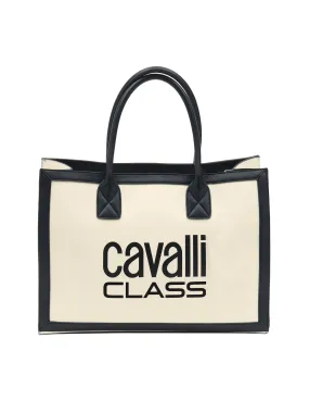 Cavalli Class MODENA White Large Shopper Tote Bag