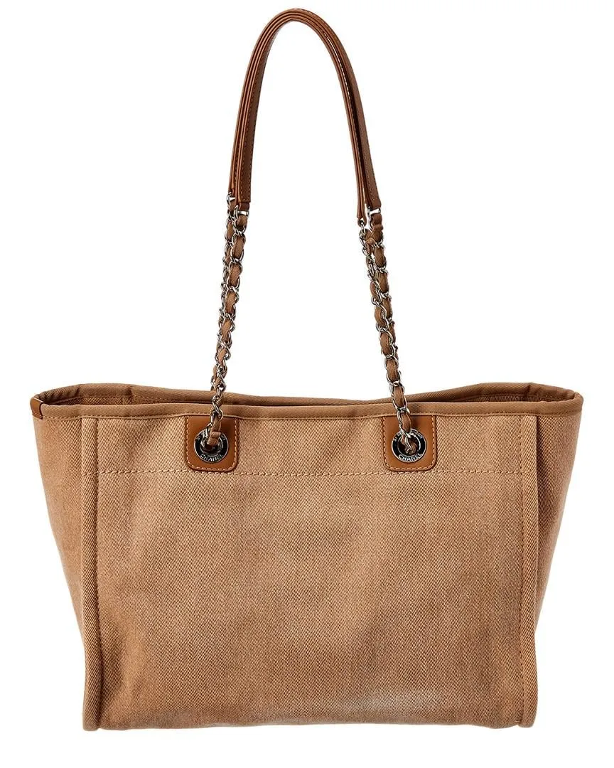 CHANEL CC DEAUVILLE CC CANVAS TOTE BAG