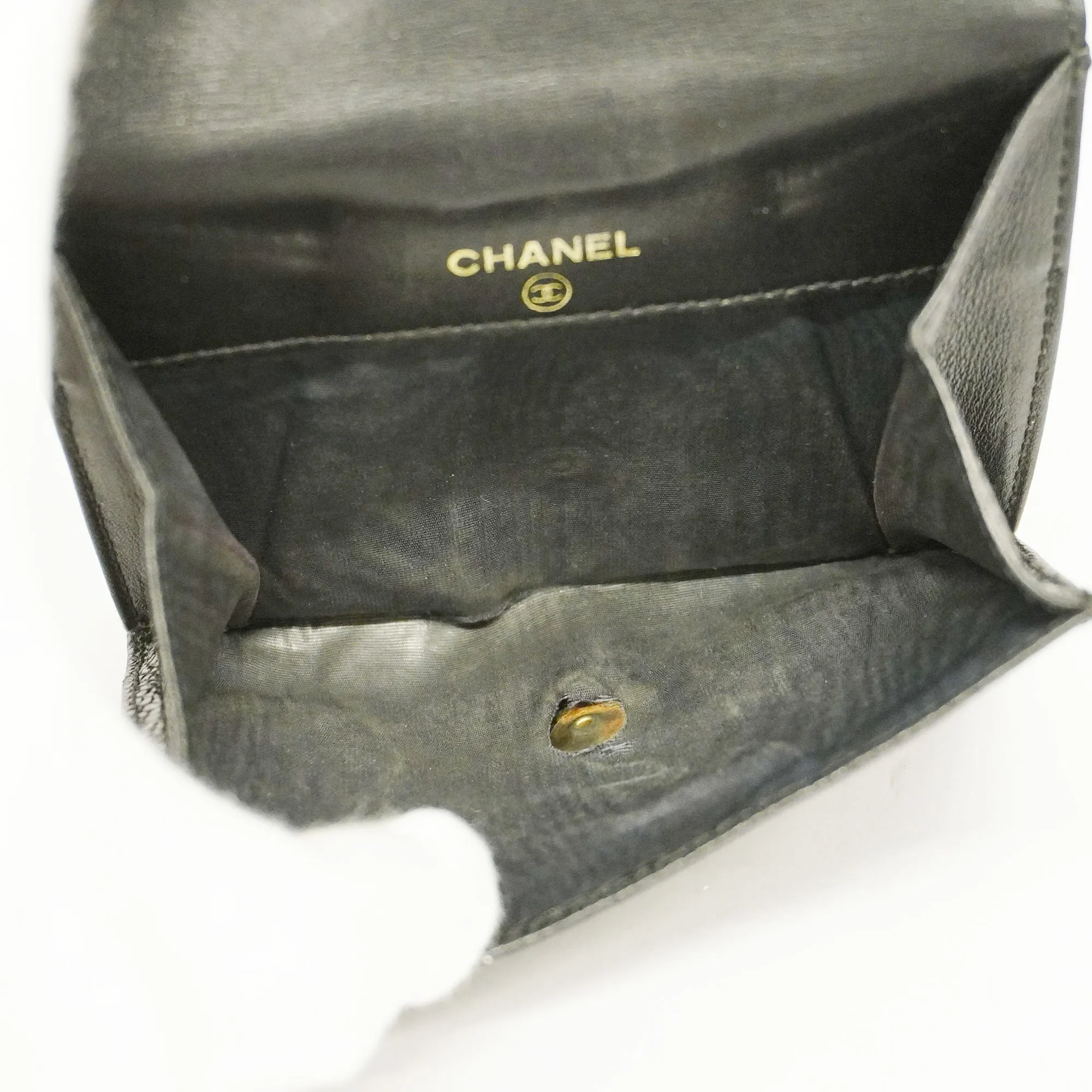 CHANEL  Gold Hardware Women's Caviar Leather Long Wallet [bi-fold] Black