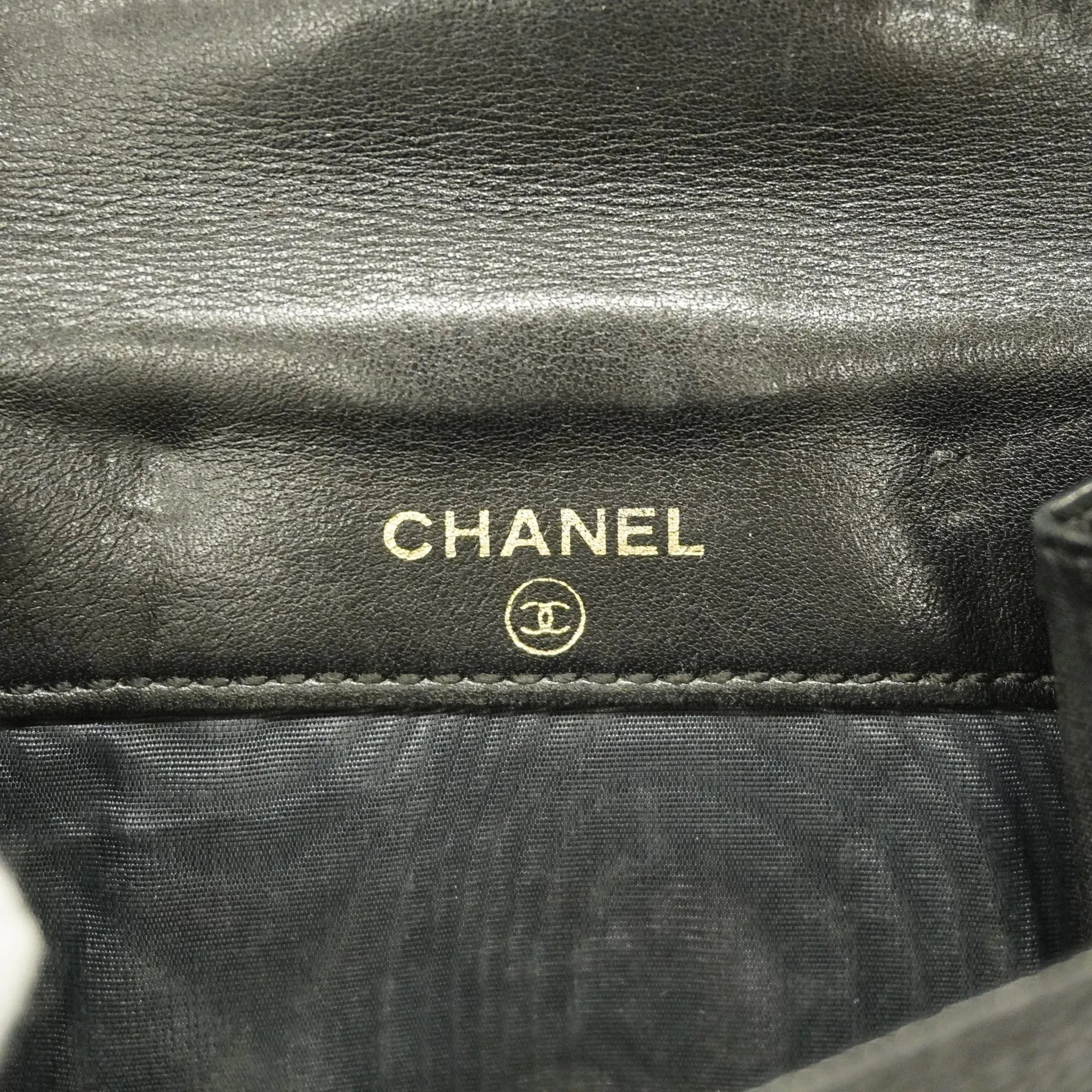 CHANEL  Gold Hardware Women's Caviar Leather Long Wallet [bi-fold] Black