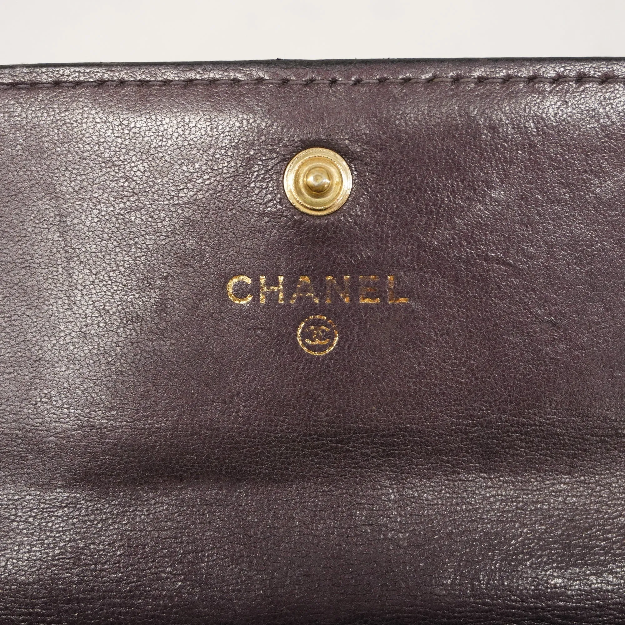 CHANEL  Matelasse Gold Hardware Women's Leather Long Wallet [bi-fold] Purple