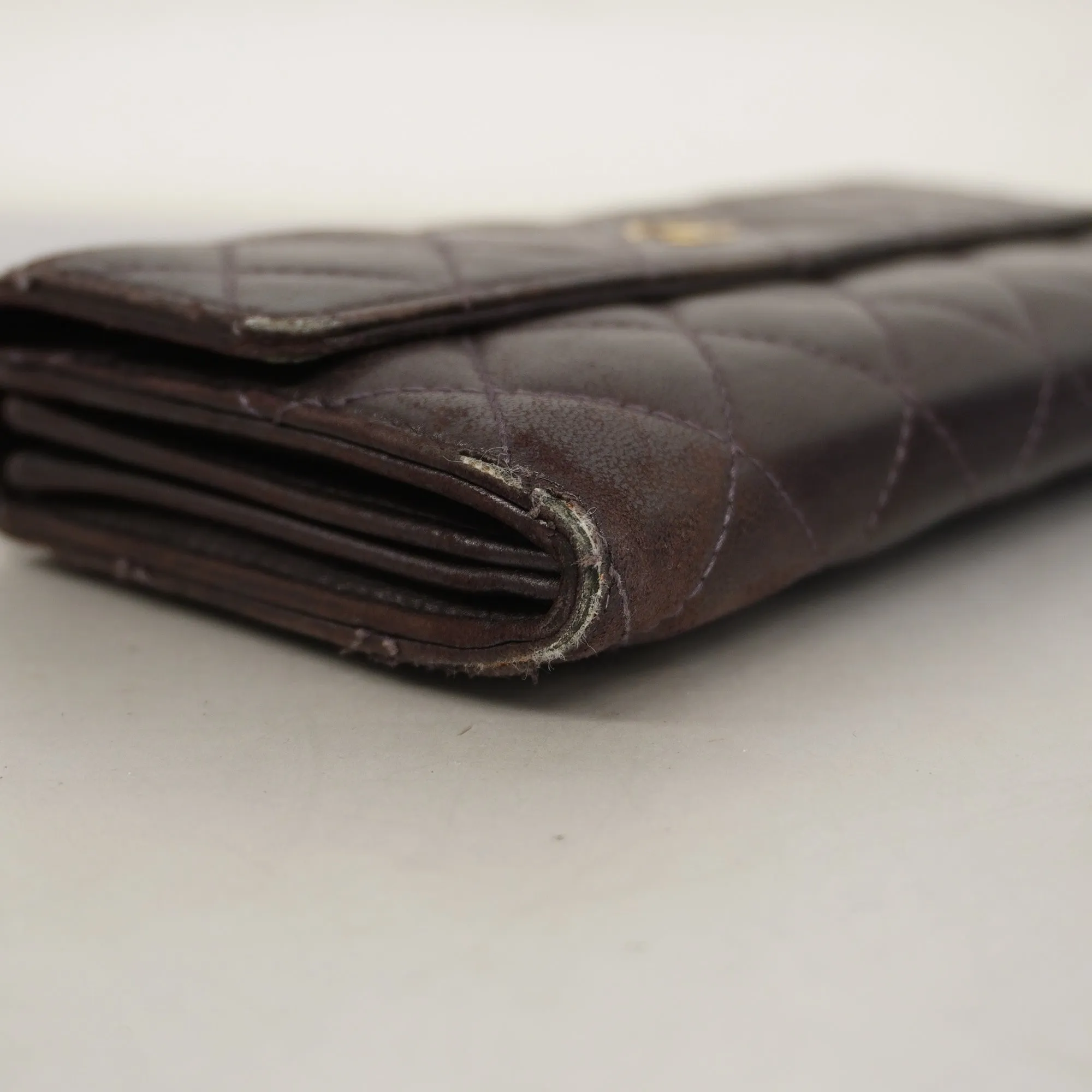 CHANEL  Matelasse Gold Hardware Women's Leather Long Wallet [bi-fold] Purple