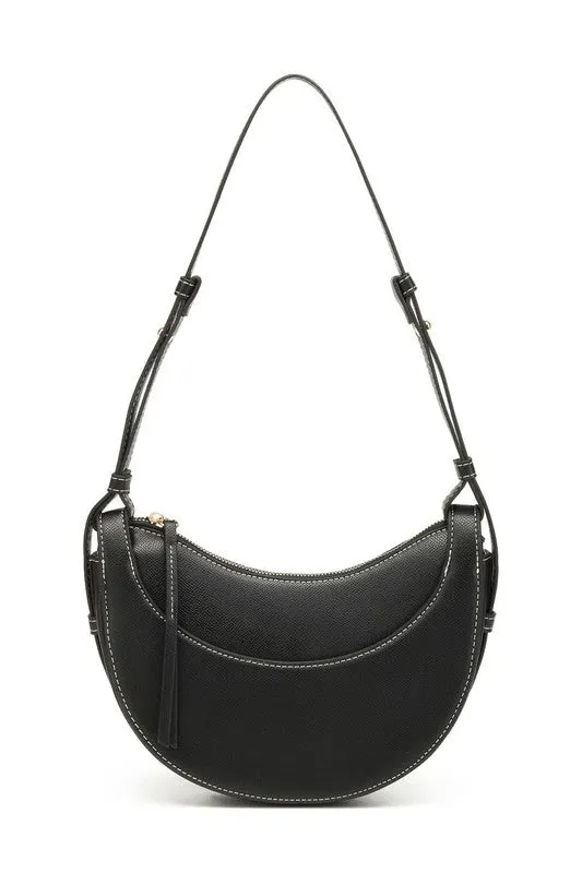 Chic Stylish Vegan Leather Crescent Crossbody Bag