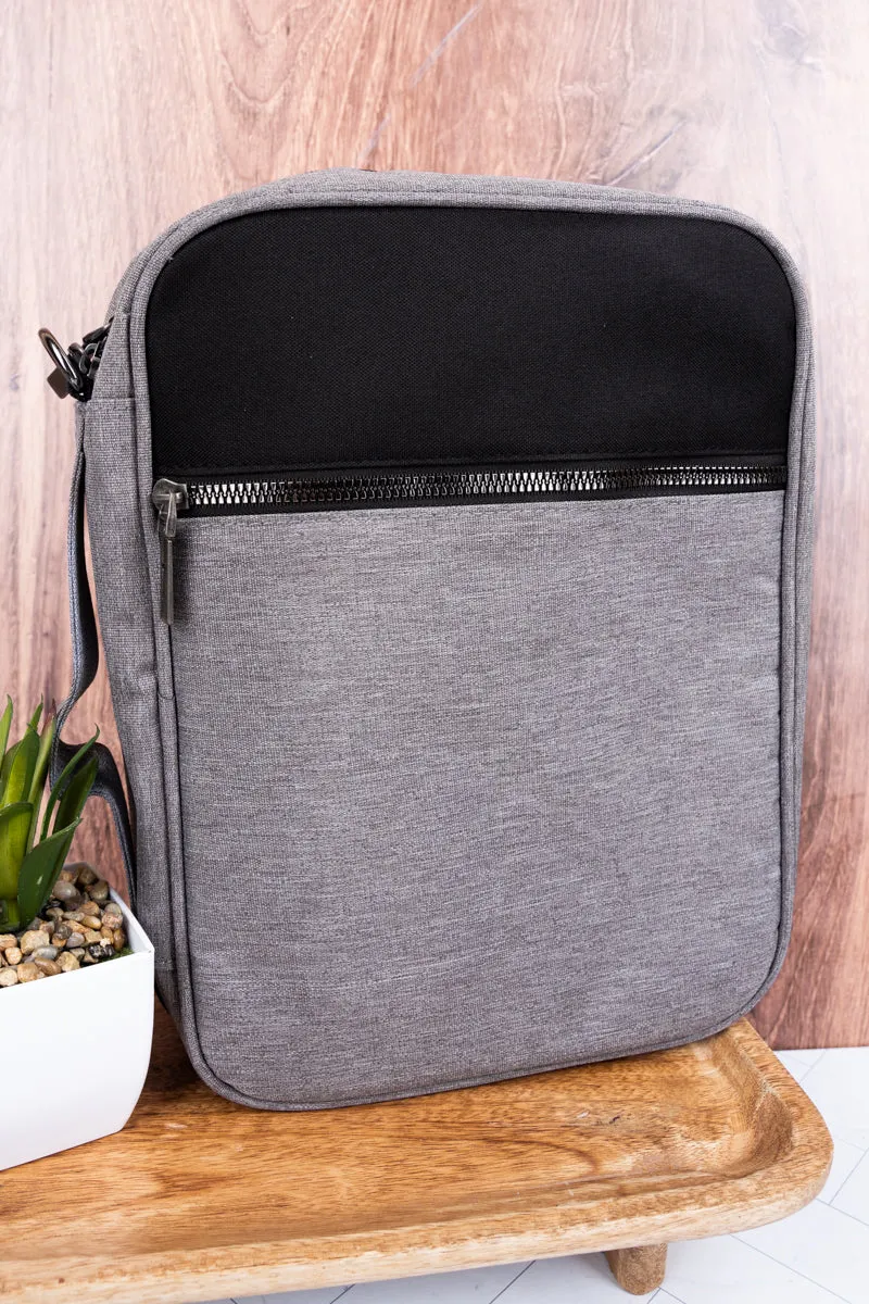 Church Days Gray and Black Canvas Bible Cover
