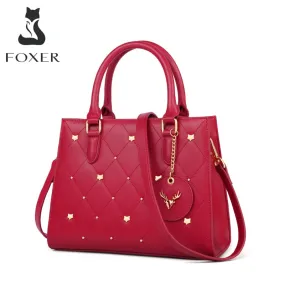 FOXER Brand Lady red Handle Bags Fashion Women Totes Cow Leather Mother's Handbag Large Capacity Shoulder Bag Elegant Purse 2021