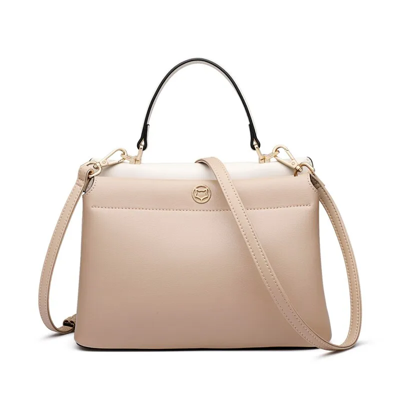 FOXER Khaki Fashion Lady Totes Soft Leather Women's Shoulder Crossbody Bag Casual Elegant Handbag Mother Gift Fall Winter Purse
