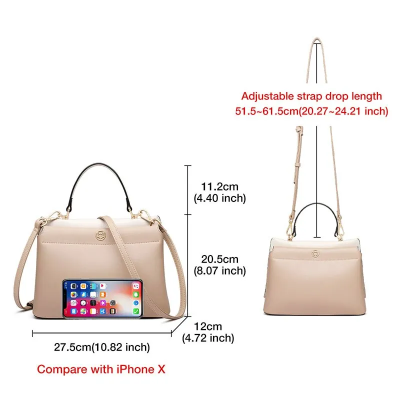 FOXER Khaki Fashion Lady Totes Soft Leather Women's Shoulder Crossbody Bag Casual Elegant Handbag Mother Gift Fall Winter Purse