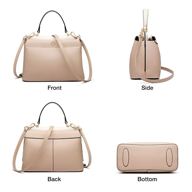 FOXER Khaki Fashion Lady Totes Soft Leather Women's Shoulder Crossbody Bag Casual Elegant Handbag Mother Gift Fall Winter Purse