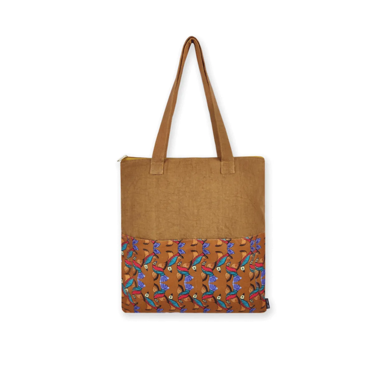 Gond Tote Bag- Mustard Bird