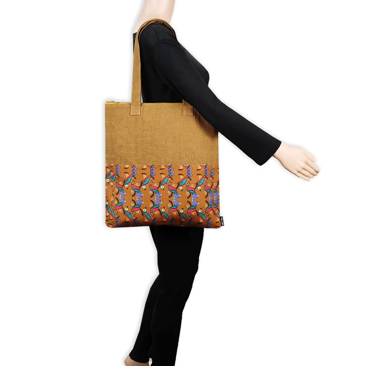 Gond Tote Bag- Mustard Bird