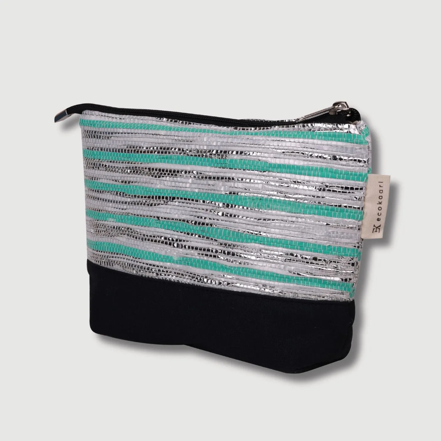 Green-Silver Pouch Bag | Spacious | Hand-Crafted | Stylish