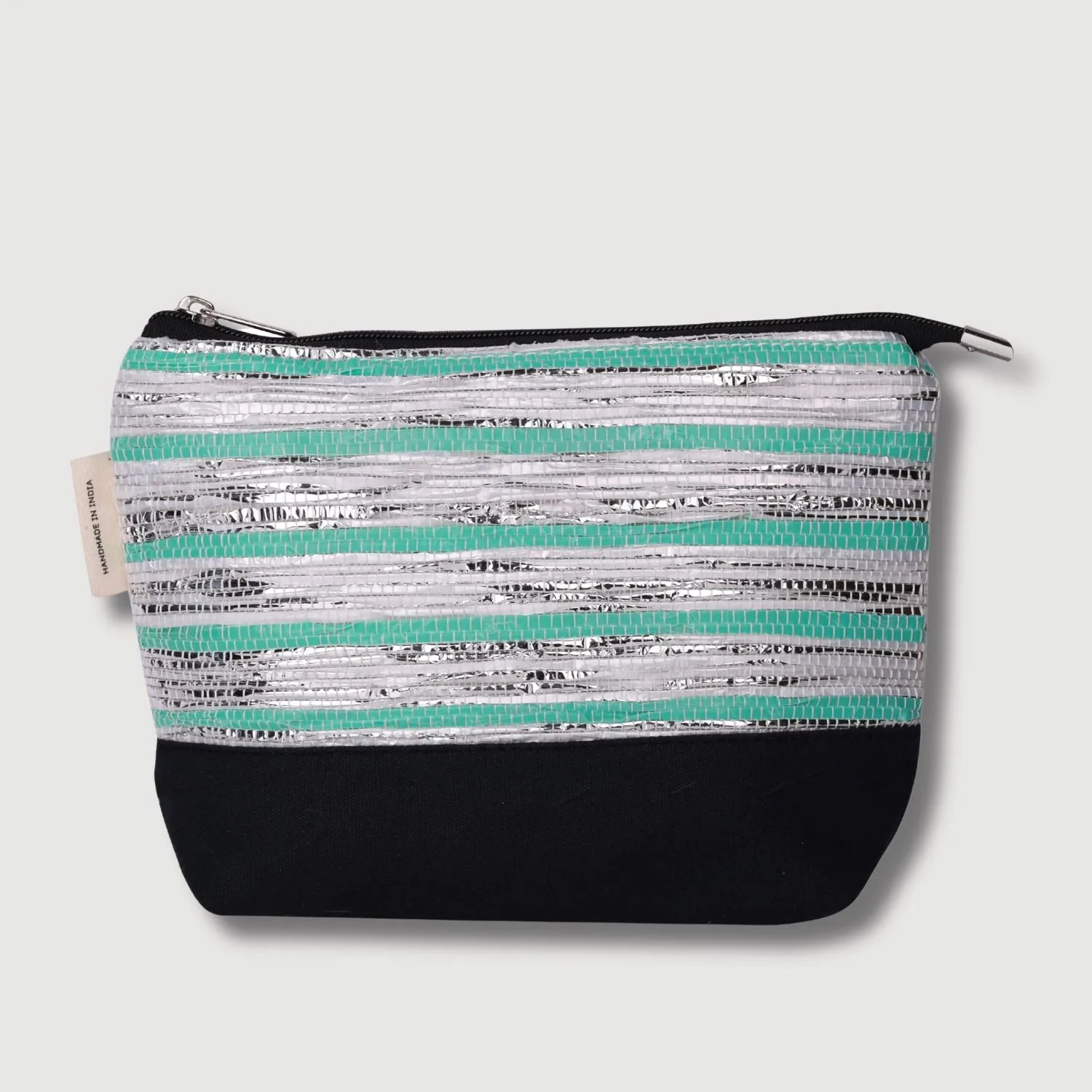 Green-Silver Pouch Bag | Spacious | Hand-Crafted | Stylish