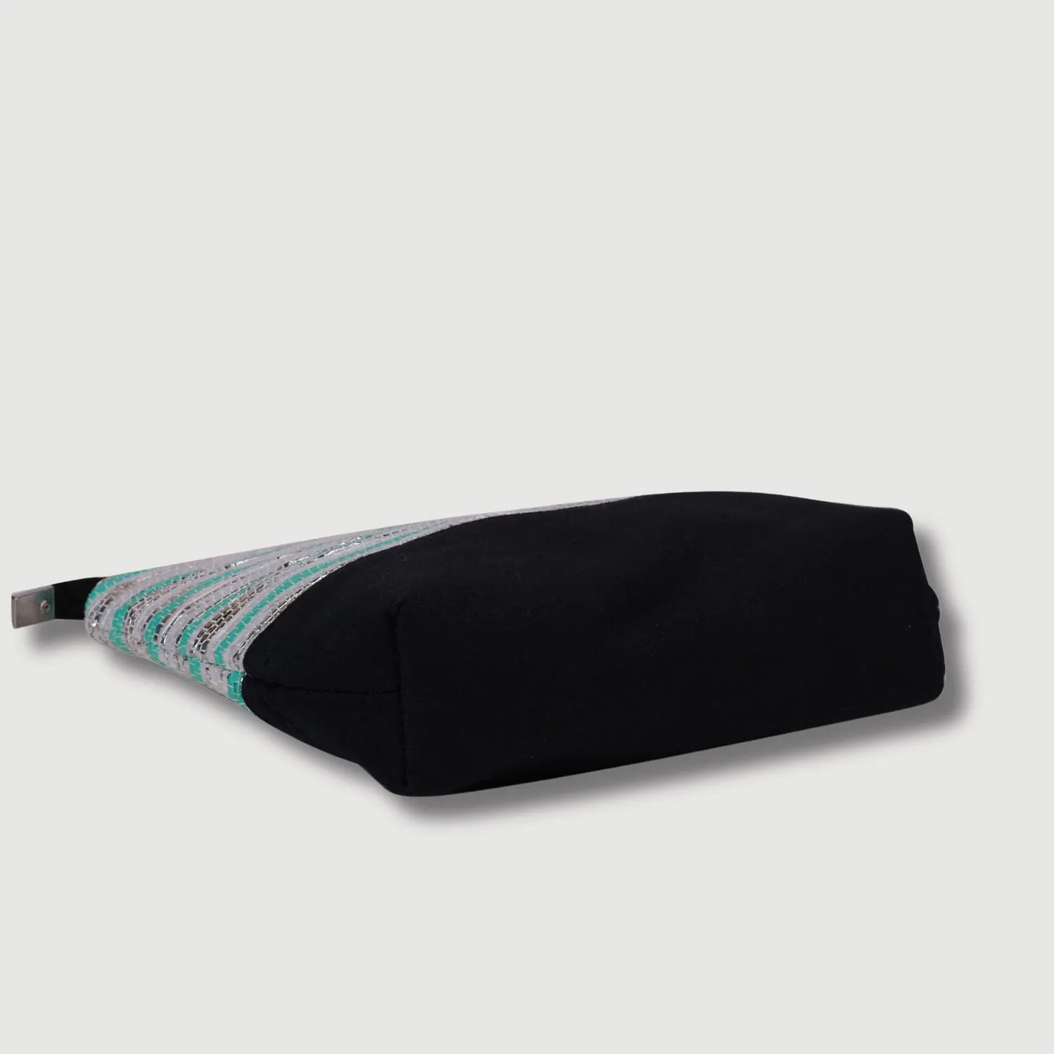 Green-Silver Pouch Bag | Spacious | Hand-Crafted | Stylish