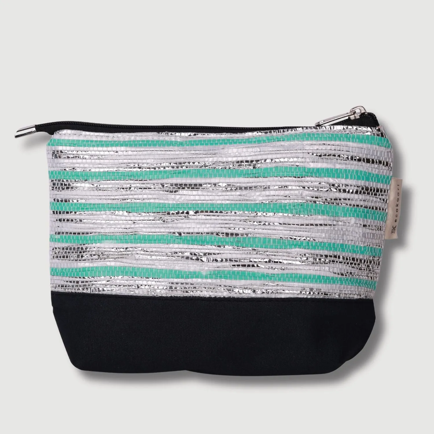 Green-Silver Pouch Bag | Spacious | Hand-Crafted | Stylish