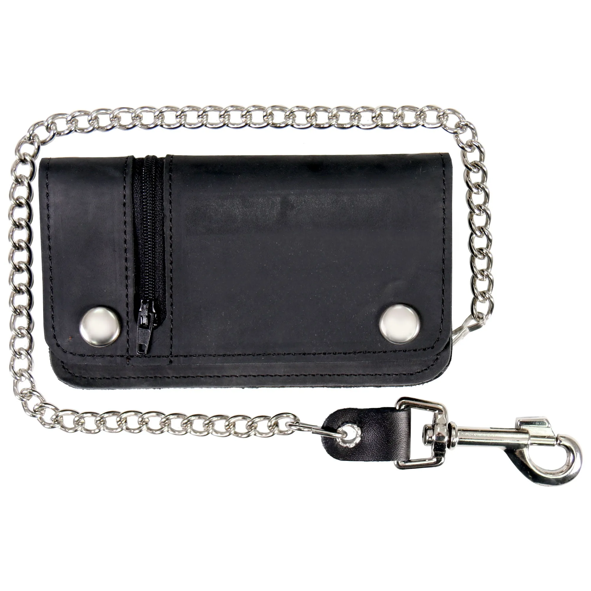 Hot Leathers WLC3101 Black Premium Leather Bi-Fold Wallet with Change