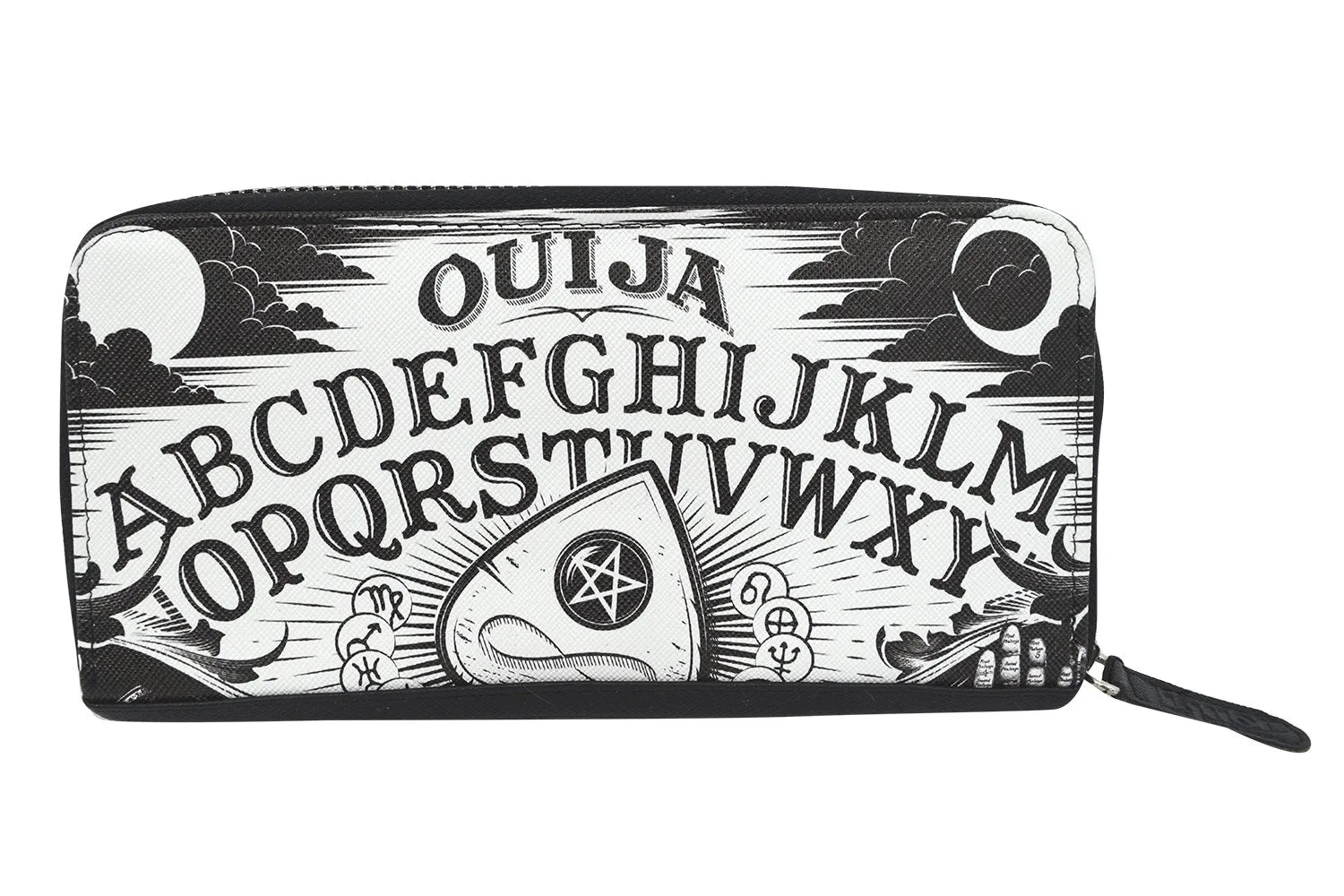 Liquor Brand Black Magic Ouija Board and Planchette Zip Around Clutch Wallet