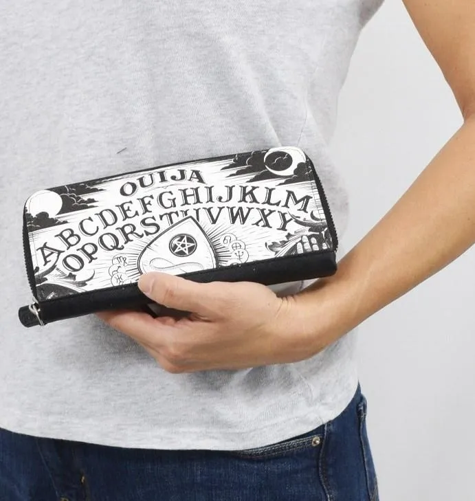Liquor Brand Black Magic Ouija Board and Planchette Zip Around Clutch Wallet