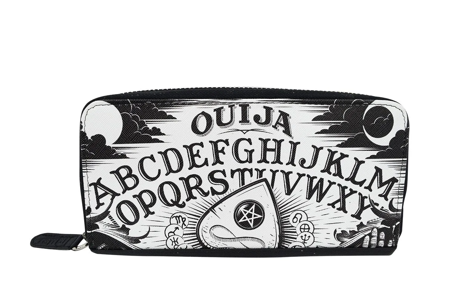 Liquor Brand Black Magic Ouija Board and Planchette Zip Around Clutch Wallet