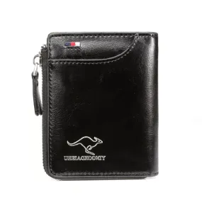 Men’s RFID Blocking Wallet with Zipper Multi Credit Card Holder Khaki   Brown   Black