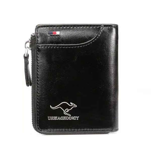 Men’s RFID Blocking Wallet with Zipper Multi Credit Card Holder Khaki   Brown   Black