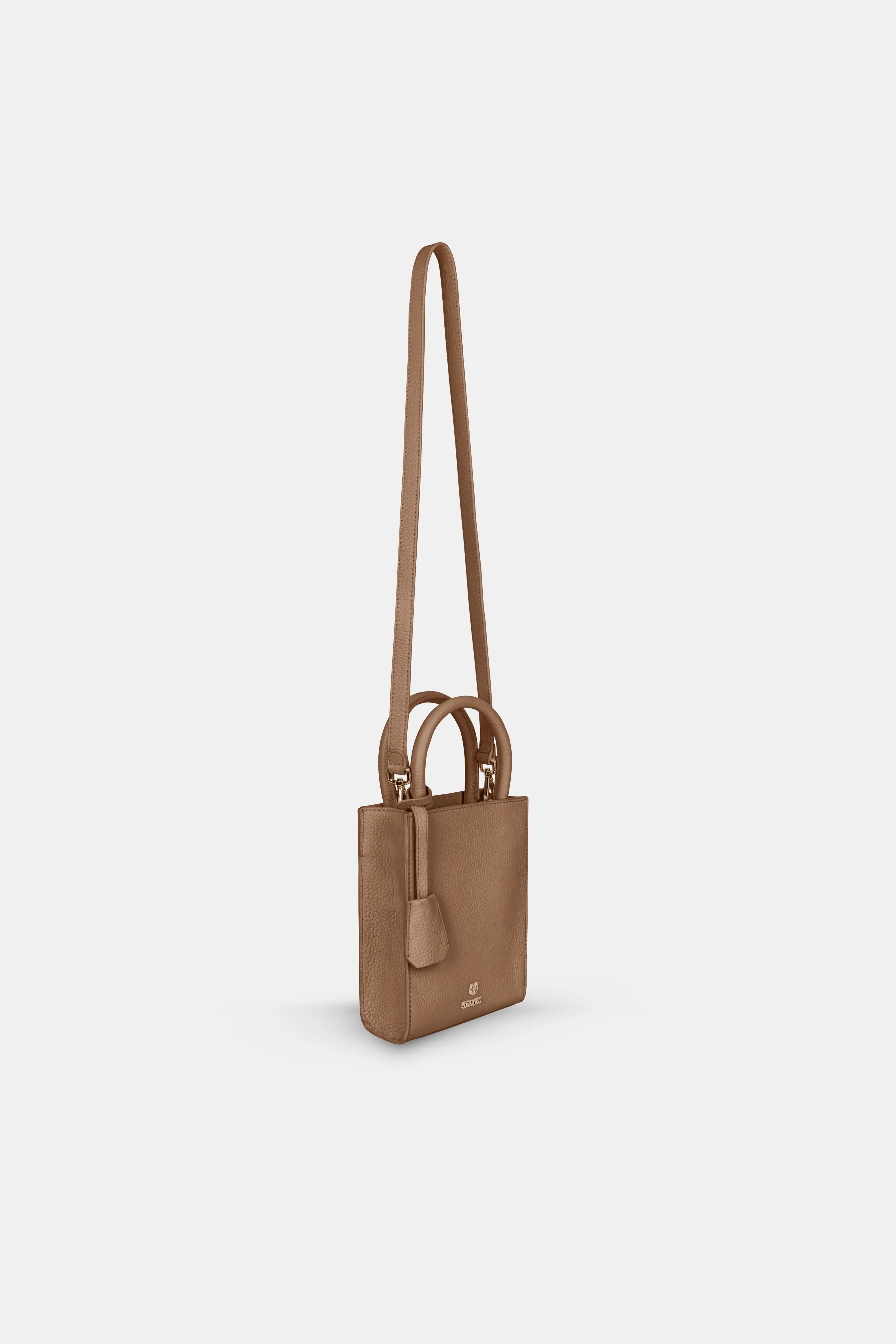 Mini Tote Leather Bag - Tabac Brown