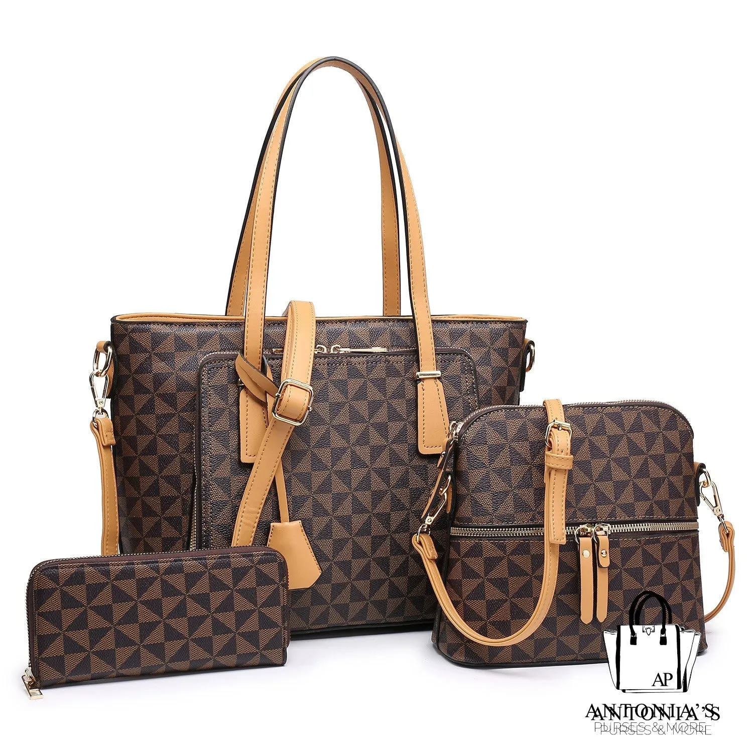 Monogram 3-in-1 Shopper Set - Tan Only