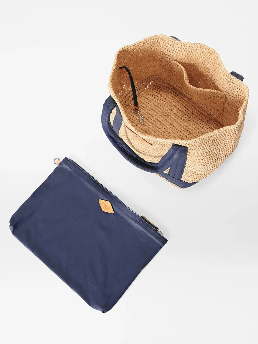 MZ Wallace Small Raffia Tote in Raffia/Navy
