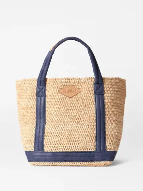 MZ Wallace Small Raffia Tote in Raffia/Navy