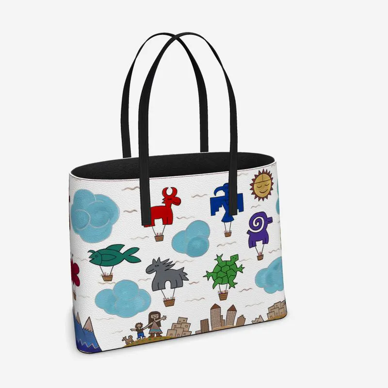 Pueblo Shapes Leather Tote (Textured)