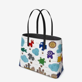 Pueblo Shapes Leather Tote (Textured)