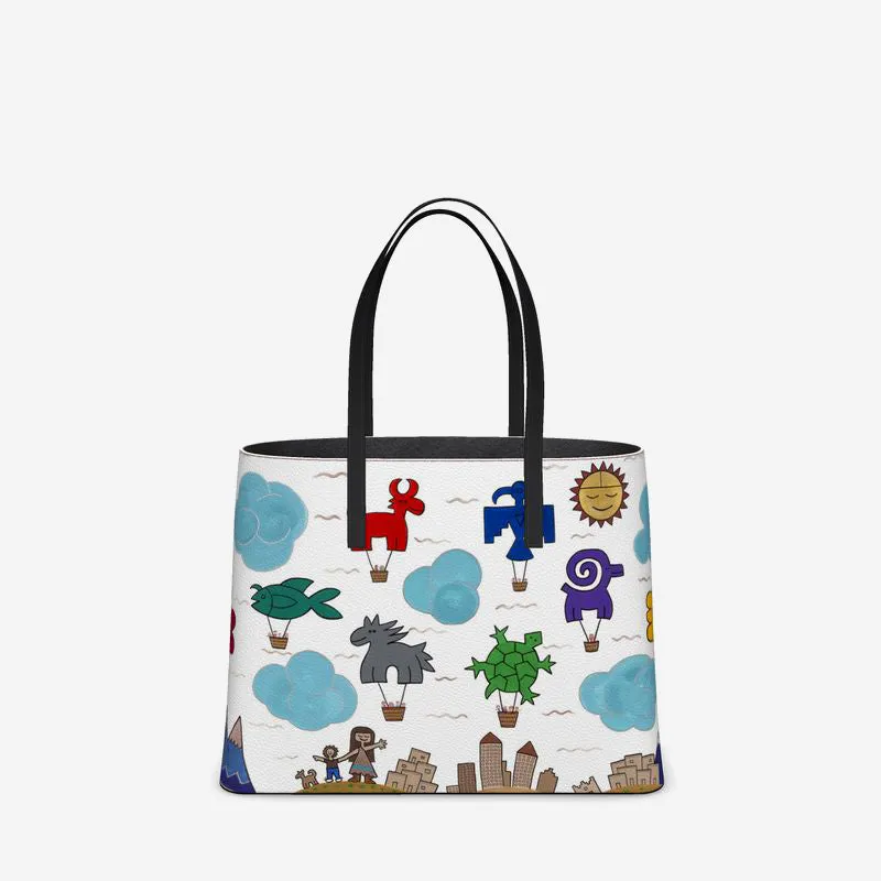 Pueblo Shapes Leather Tote (Textured)