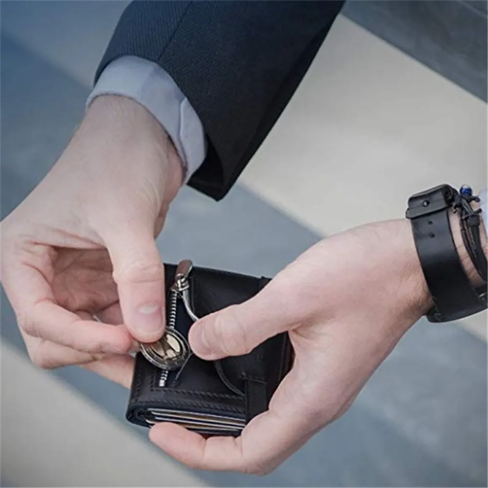RFID Leather Blocking Card Holder and Coin Slot