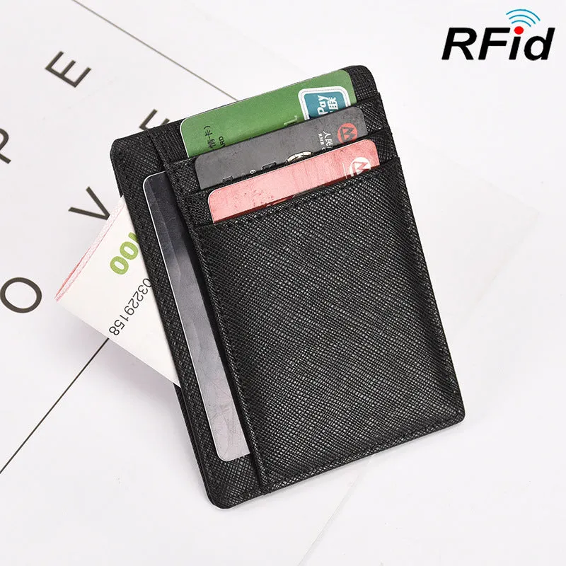 RFID Slim Leather Blocking Card Holder