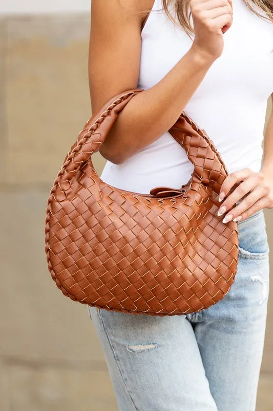 Soft Vegan Leather Woven Handbag