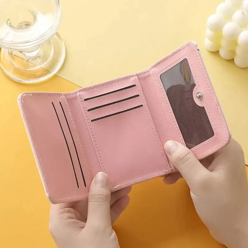 UAKISS  - Elegant Rose Wallets for Women Cute Pu Leather Blue Fashion Casual Card Wallet Harajuku Female Aesthetic New Pretty Purses