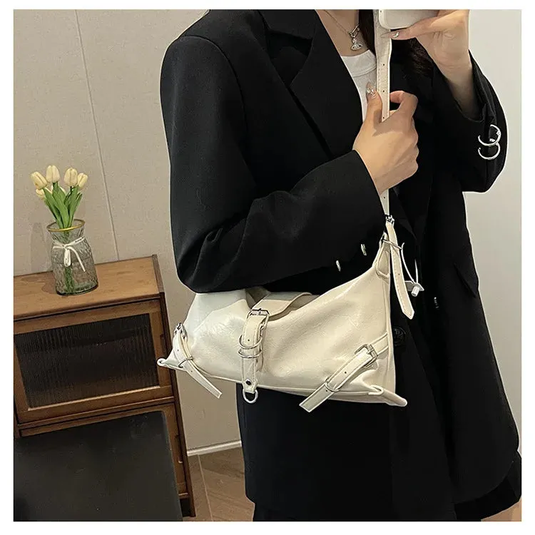 UAKISS  -  Fashion PU Leather Underarm Bags Women Clutch Handbags Single Shoulder Bag Ladies Trendy Simple Hobos Bag Female Totes