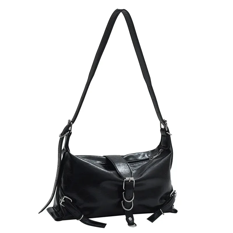 UAKISS  -  Fashion PU Leather Underarm Bags Women Clutch Handbags Single Shoulder Bag Ladies Trendy Simple Hobos Bag Female Totes